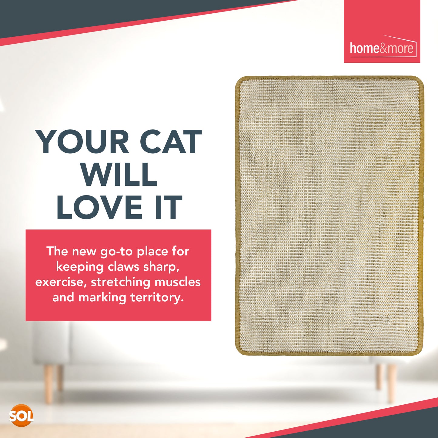 Cat Scratching Mat 60cm x 40cm | Sisal Cat Scratcher Pad for Kittens & Indoor Cats | Durable Scratch Board to Protect Furniture | Non-Slip Pet Scratching Pad | Large Cat Claw Care Mat | Cat Exercise & Stretching Toy