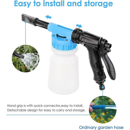 1000ml Foam Snow Gun Foam Snow Gun Car Wash Foam Cleaner High Pressure Nozzle Foam Snow Gun Set 2 in 1 Foam Snow Gun Car Wash Foam Gun Water Soap Sprayer Blue