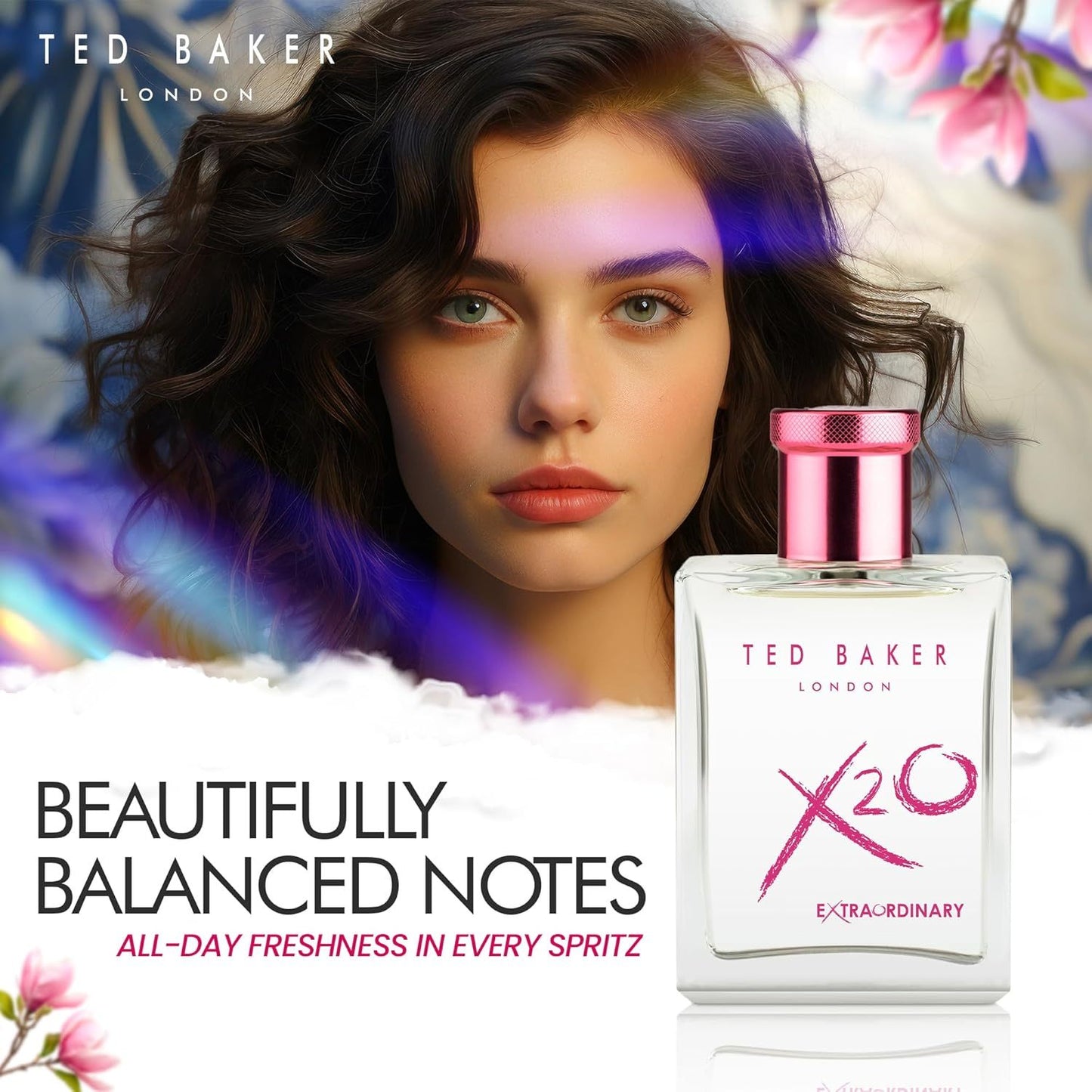 Ted Baker X20 Extraordinary Her Eau de Toilette Fruity Floral Perfume for Women with Grapefruit, Magnolia & Musk Elegant, Sophisticated, Long Lasting Scent Gift Idea For Her 3.38 oz 100ml