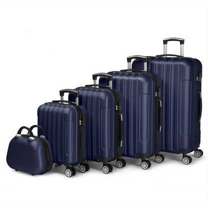 5pcs ABS Hardshell Luggage Set Lightweight Spinner Wheels Includes Carry-On (12/ 16/ 20/ 24/ 28 Inch) Suitcases for Travel