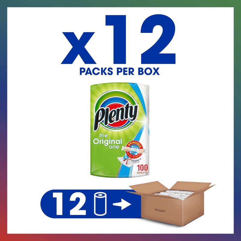 Plenty Kitchen Towel Mega Pack White - 12 Rolls