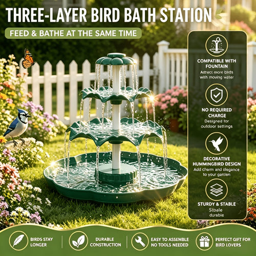 Three-Tier Solar Bird Bath, 6.5W Detachable Solar Fountain, Allows Feeding And Bathing, Suitable for Bird Bathing, Garden Decoration, Outdoor Bird Feeder, Swimming Pool, Aquarium, And Other Scenarios, The Best Gift for Garden Decoration