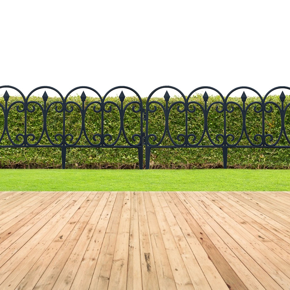 6 Packs - European Plastic Garden Fence, Wrought Iron Effect Garden Fence Practical Garden Fence, Durable, Can Withstand The Weather, Black Size: 60x33cm/23.62x12.99inch.