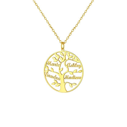 [Custom Tree of Life] 304L Stainless Steel Custom Tree of Life Necklace | Engraved with 1-8 Names | Family Name Jewelry Gift for Wives, Mothers, Grandmothers