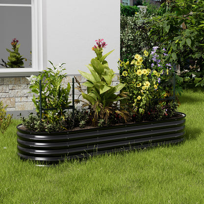 Extra Large Raised Beds for Garden, Oval Planter Box with Plant Climbing Frame, Outdoor Raised Planters for Vegetables, Flowers & Herbs, Bottomless Metal Garden Bed