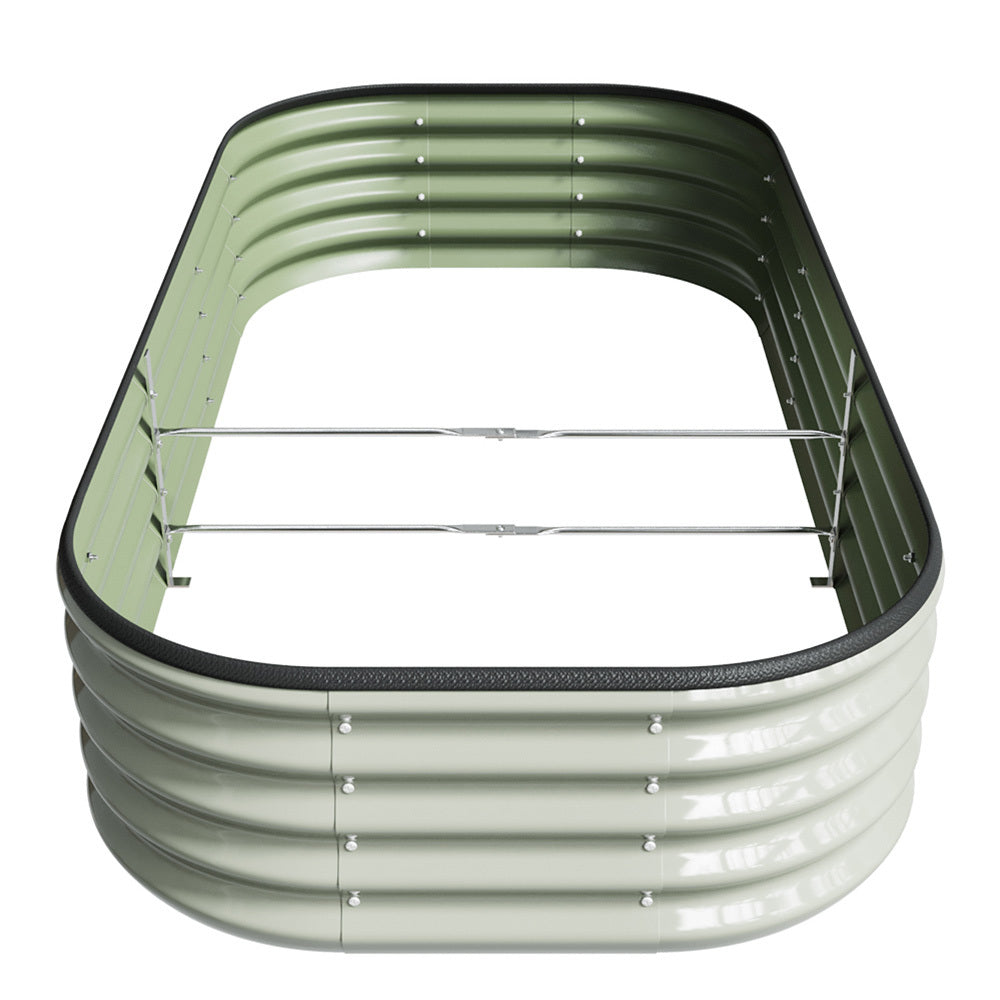 Galvanized Planter Garden Boxes Outdoor, Oval Large Metal Galvanized Raised Garden Bed for Vegetables, 2 Sizes 2 Colours Available