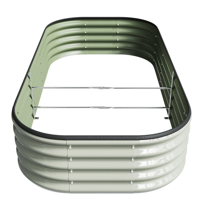Galvanized Planter Garden Boxes Outdoor, Oval Large Metal Galvanized Raised Garden Bed for Vegetables, 2 Sizes 2 Colours Available