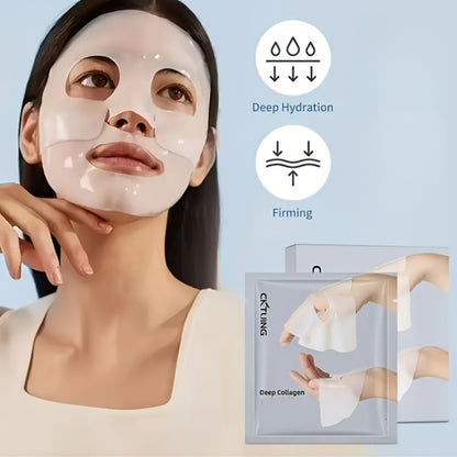 6pcs Korean Deep Collagen Physical Lifting Mask - Upper and Lower Face Split Collagen Mask, Transparent Collagen Mask, Moisturizing and Firming, Hypoallergenic Formula, Suitable for All Light Beige Tones, Fragrance-Free, Smooth Effect, Perfect Gift