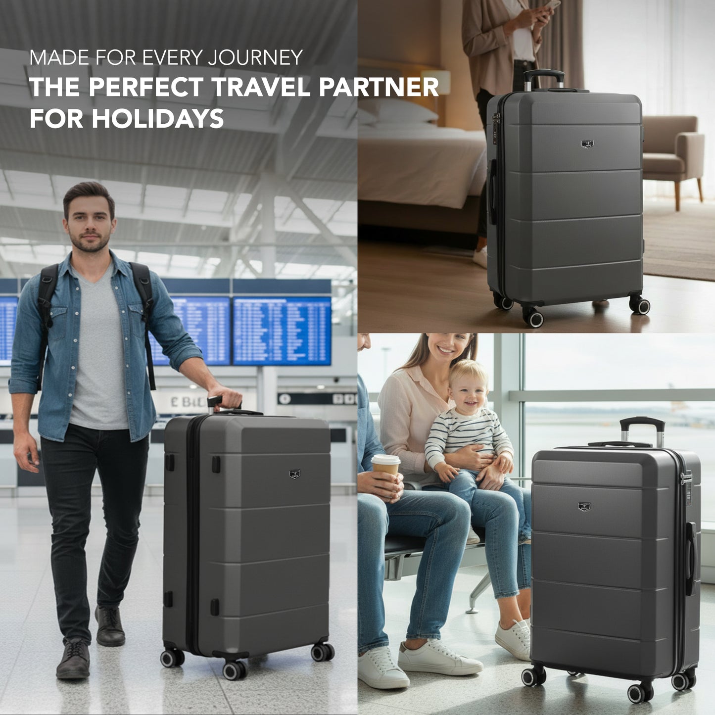 LUGG - Jetset 75x49x29cm Large Suitcase – Lightweight Hard Shell Luggage with TSA Lock – Water-Resistant ABS Spinner Suitcase – 4 Wheels Travel Bag- Midnight Blue (28 inch)