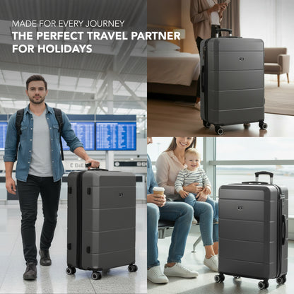 LUGG - Jetset 75x49x29cm Large Suitcase – Lightweight Hard Shell Luggage with TSA Lock – Water-Resistant ABS Spinner Suitcase – 4 Wheels Travel Bag- Midnight Blue (28 inch)