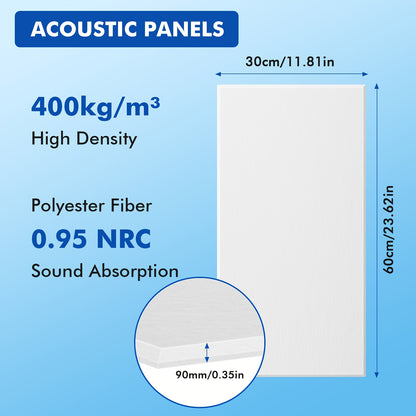 Acoustic Panels Self-Adhesive Soundproofing 16 Pack High Density 400kg/m³ Recording Studio Sound Absorbing Foam Tiles 60x30x0.9cm