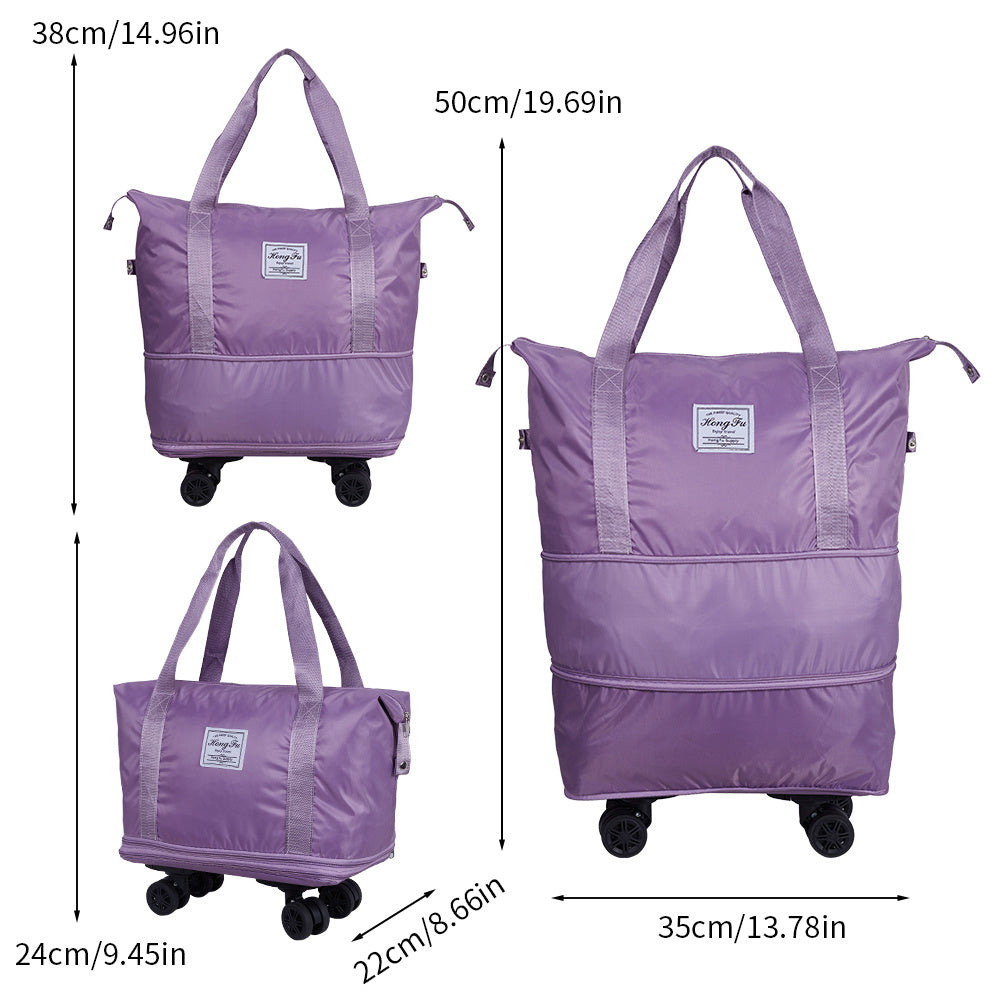 Travel Bag with Detachable Wheels, Expandable Duffel Bags for Women, Foldable Rolling Duffle Bag with Wheels, Carry on Luggage, Gift for Men Women Suitcases