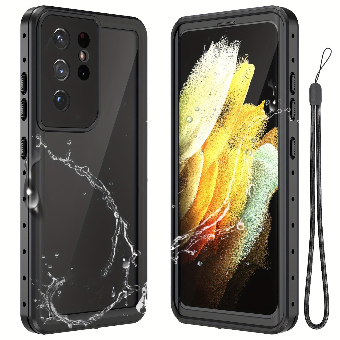 Waterproof Case For Samsung Galaxy S21 FE S21 Plus S21 Ultra 5G Full Body Protection Anti-Drop, Dustproof And Snowproof Built-in Screen Protector Phone Case