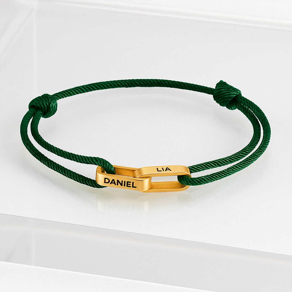 Personalised Two-Name Cord Bracelet - Six Colours