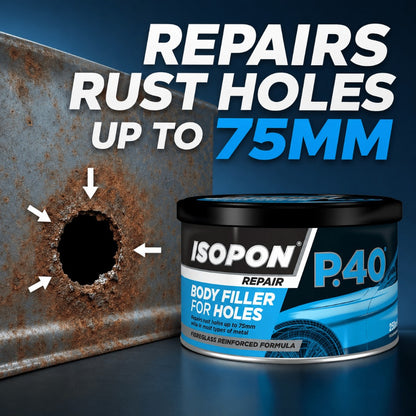 Car Body Filler UPOL ISOPON P38 Easy Sand 250ml Two Part Polyester Paste for Dents Scratches Holes Metal Aluminium GRP Paintable Smooth Finish