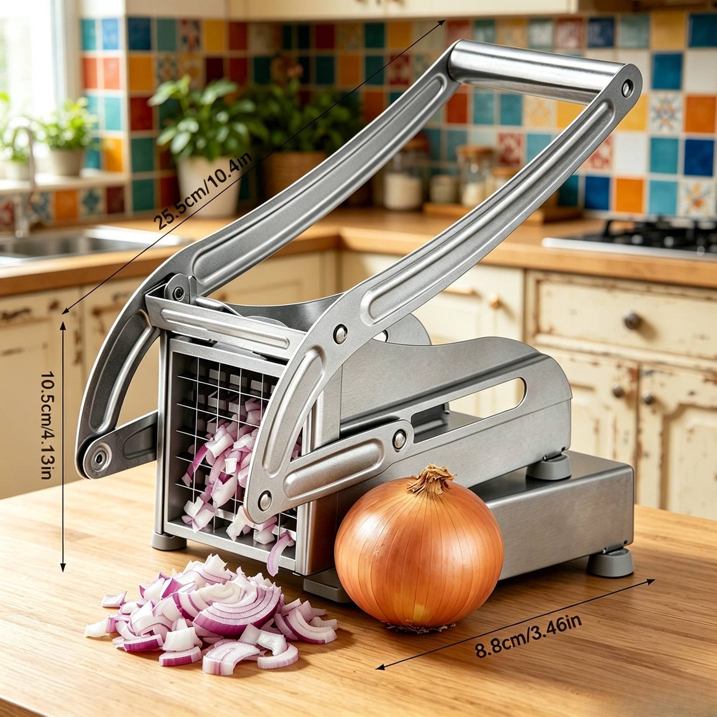 Stainless Steel Fruit Cutter, Vegetable Cutter, French Fry Cutter, French Fry Chopper, Potato Slicer, Vegetable Chopper, Onion Chopper, Food Chopper, Chop Potatoes Carrots Cucumbers, Kitchen Supplies, Kitchen Gadgets, Kitchen Additions