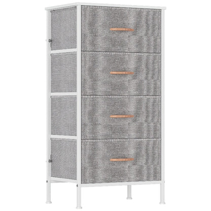 4-Drawer Tall Dresser Storage Cabinet with MDF Wood Top & Metal Frame – Freestanding Vertical Tower Chest of Drawers for Bedroom Living Room 68cm Height 6 Colours
