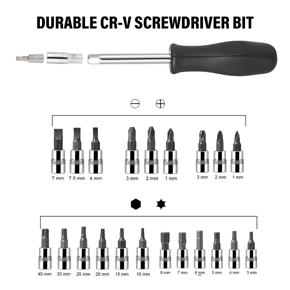 53pcs 1/ 4" Drive Ratchet Socket Wrench Set, with Carbide Screwdriver Bits - 1/ 4" Drive Ratchet with Flat, Hex, & Torx Heads, Extension Rod - Durable Tool Kit for Car Maintenance & Household Tasks
