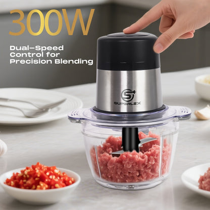 SUPERLEX Mini Chopper 300W Motor 6 Second Quick Mincing Dual Speed Control 1000ml Capacity One Touch Chop