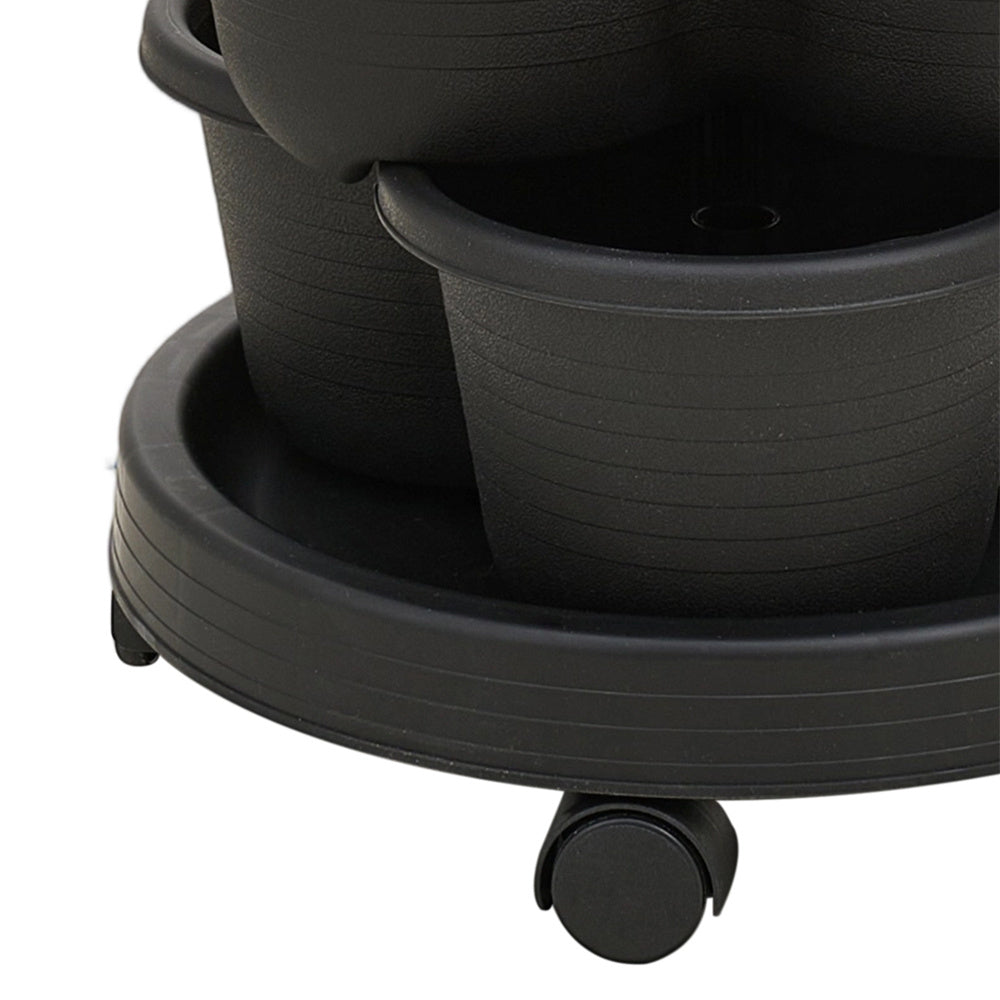 5-Layer Strawberry Tower Planter 3-Petal Tiered PP Plastic Pot for Strawberries Vegetables Fruits Herbs Indoor Outdoor Garden Patio 31.5x13.5cm Black Green UK