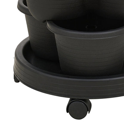 The three-dimensional three-petal flowerpot, strawberry pot, can be multi-layered for vegetable and fruit planting. It is made of pp plastic with five layers, black/ white/ green, and measures 31.5*31.5**13.5cm
