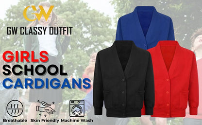 GW CLASSY OUTFIT Girls Button Cardigan Kids School Unifrom Cardigan Fleece Schoolwear Comfortable and Lightweight