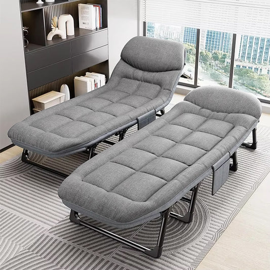 Folding camping bed recliner, adjustable outdoor portable adult bed, heavy-duty sturdy frame bed, garden chair sofa, suitable for camping, lawn, beach, party, home office