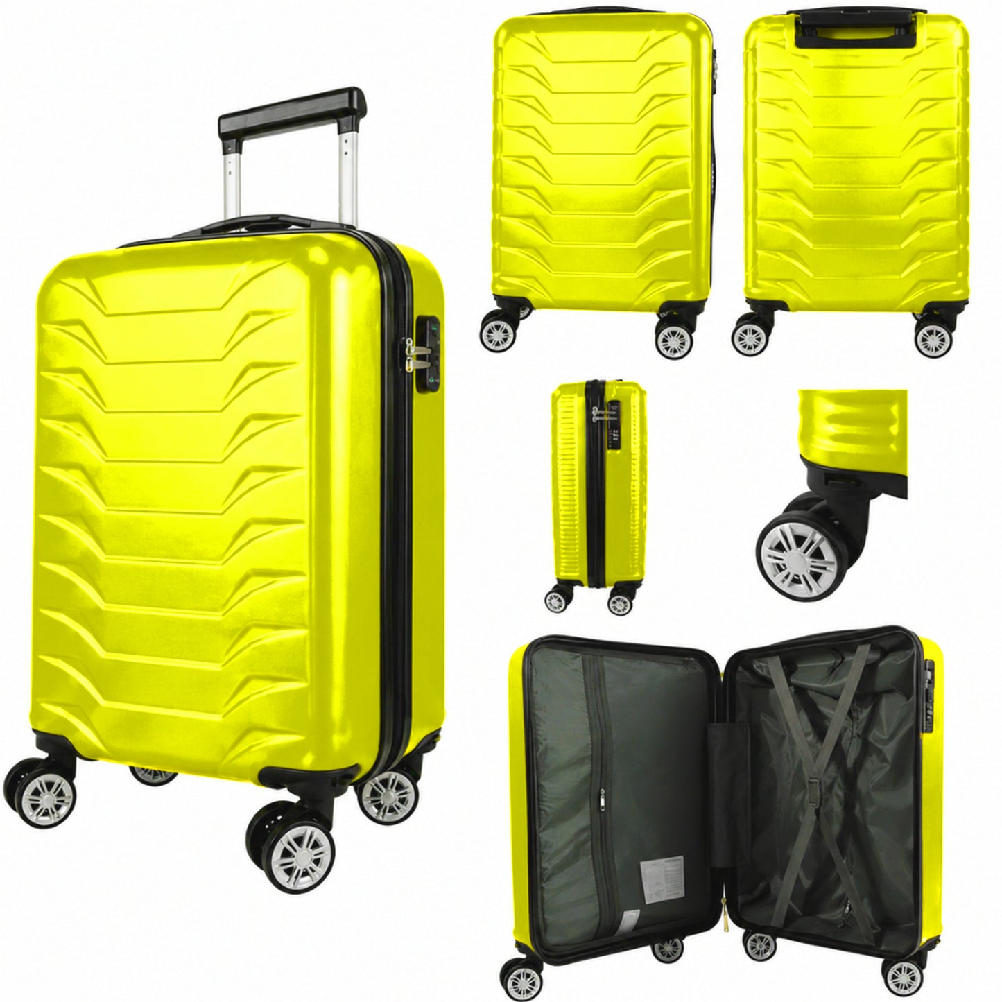 Direct Luggage Underseat Cabin Case 40 x 25 x 20 cm RyanAir Approved Size with Combination Lock and Detachable 360° Wheels T-HC-US-1627