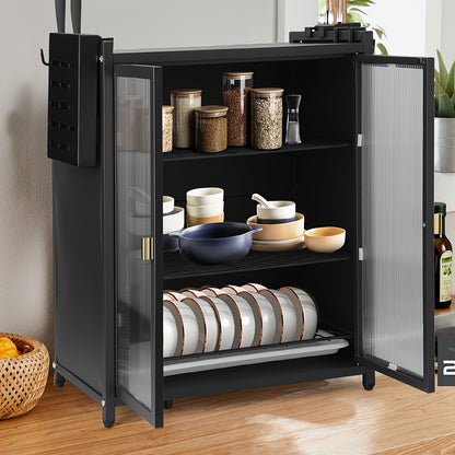 2/3-Tier Kitchen Metal Dish Storage Cabinet, Dish Rack for Kitchen, Kitchen Storage Unit, Kitchen Organizers And Storage, Multifunctional Kitchen Organizer, Kitchen Counter Extension for Plates And Bowls, for Home Kitchen, Utility Racks