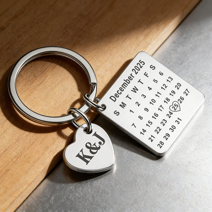 1pc Custom Date Name Stainless Steel Key Chain Couple Wedding Anniversary Romantic Birthday Gift Valentine'S Day Holiday Best Friend Family Classmate Birthday Gift Special Gift MOLANXUAN