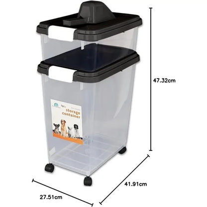 Prime Paws 3-Piece Pet Food Storage Container – Airtight Pet Food Container with Plastic Measuring Scoop, Dry Food Dispenser, for Pets, Dogs, Cats, and Animals