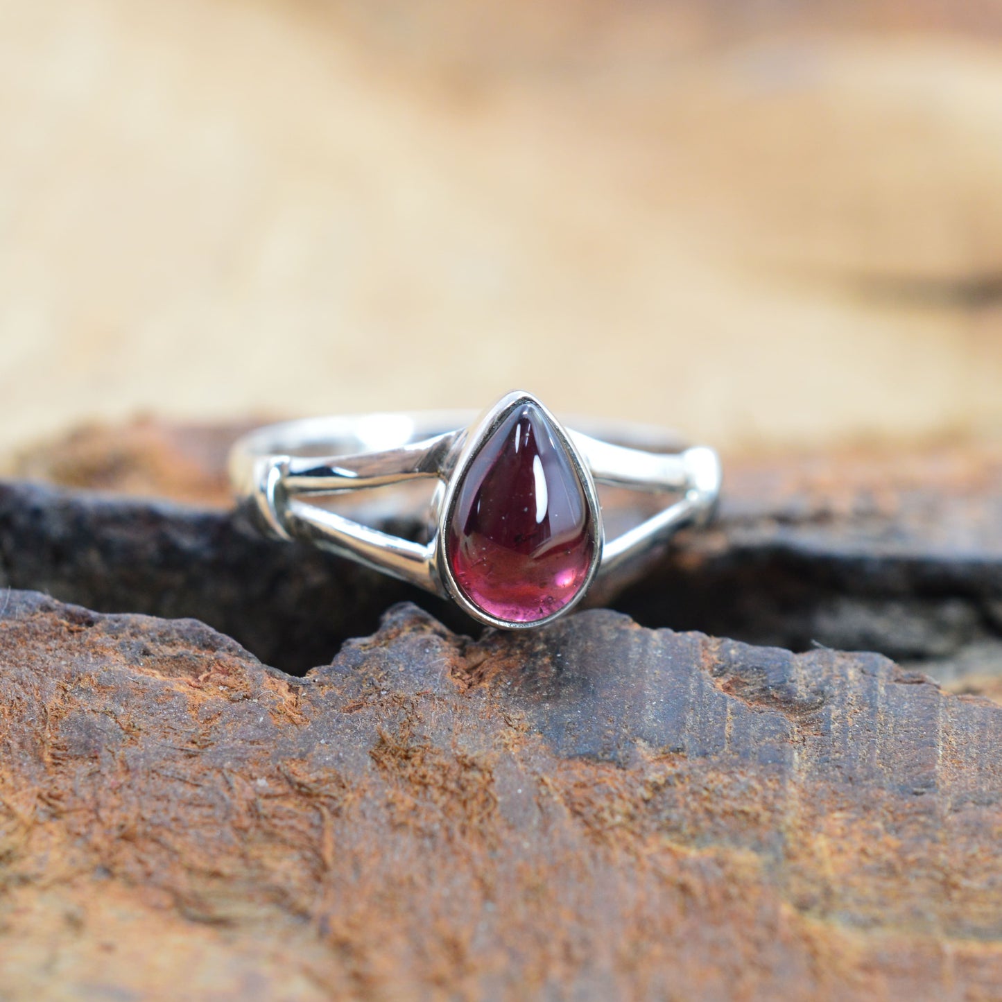 925 Sterling Silver Pear Gemstone Ring in Onyx, Larimar and More, Minimal Daily Wear Jewelry for Women