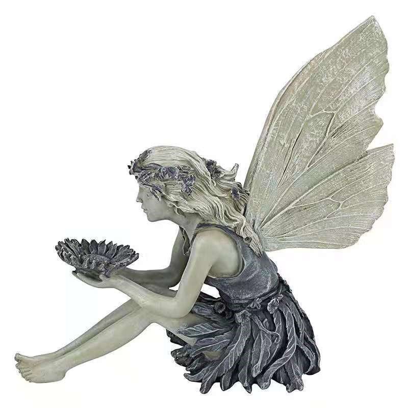 Fairy Statue Resin Ornament Realistic Figurine Sculpture Outdoor Garden Decor