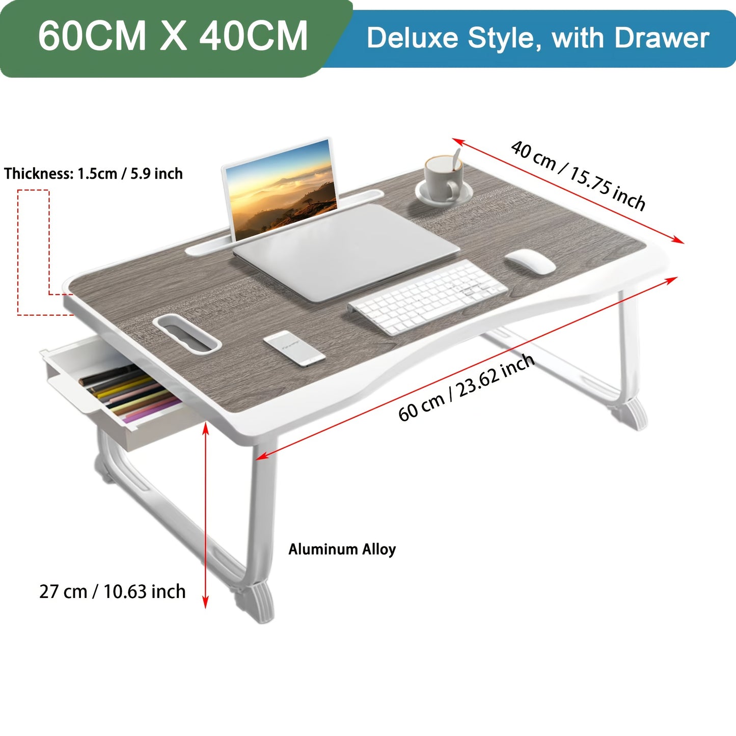 Laptop Desk, Laptop Bed Table with Foldable Legs & Cup Slot, Reading Holder Notebook Stand, Laptop Bed Tray for Bed Sofa Breakfast Work Study Reading, Laptop Stand for Bed, Bed Table for Laptop