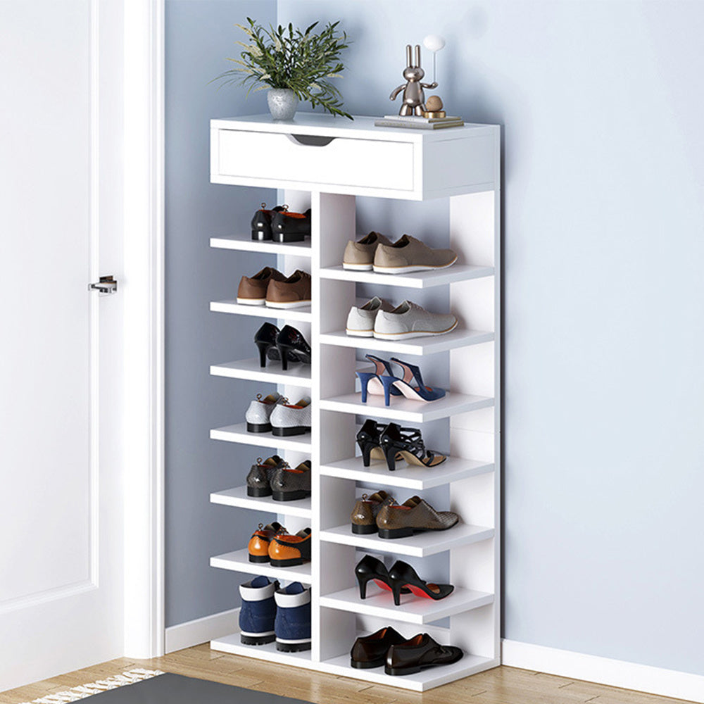 8/9-Tier Heavy-Duty Tall Shoe Rack Cabinet with Drawer, Space-Saving Vertical Shoe Organizer, Narrow Entryway/Bedroom/Office Storage, for Hallway, Closet, Apartment, Bedroom Organization