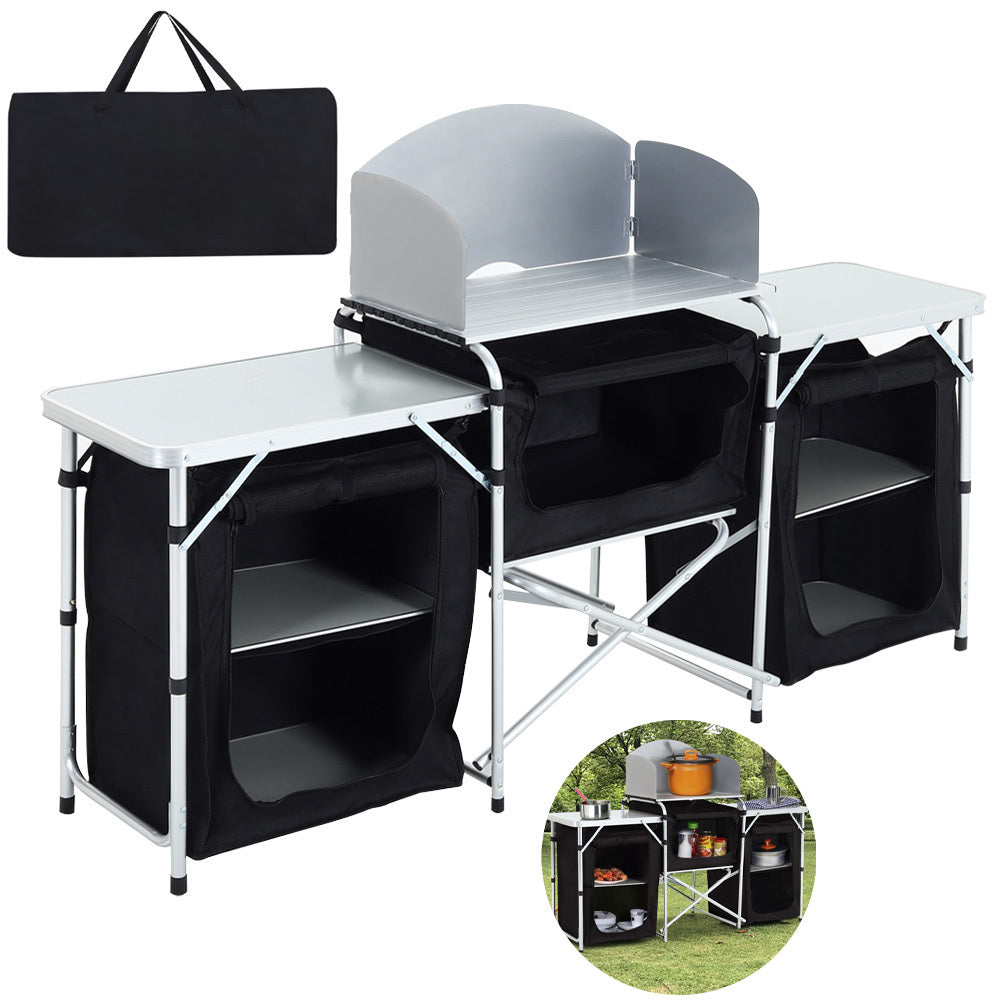 Camping Folding Locker Portable Design Folding Storage Unit Fabric Dark Gray Durable 600D Handbag Material, Suitable for Courtyard Camping Kitchen 165*52*104cm