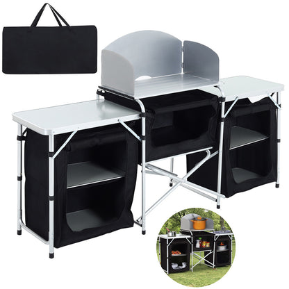 Camping Folding Locker Portable Design Folding Storage Unit Fabric Dark Gray Durable 600D Handbag Material, Suitable for Courtyard Camping Kitchen 165*52*104cm
