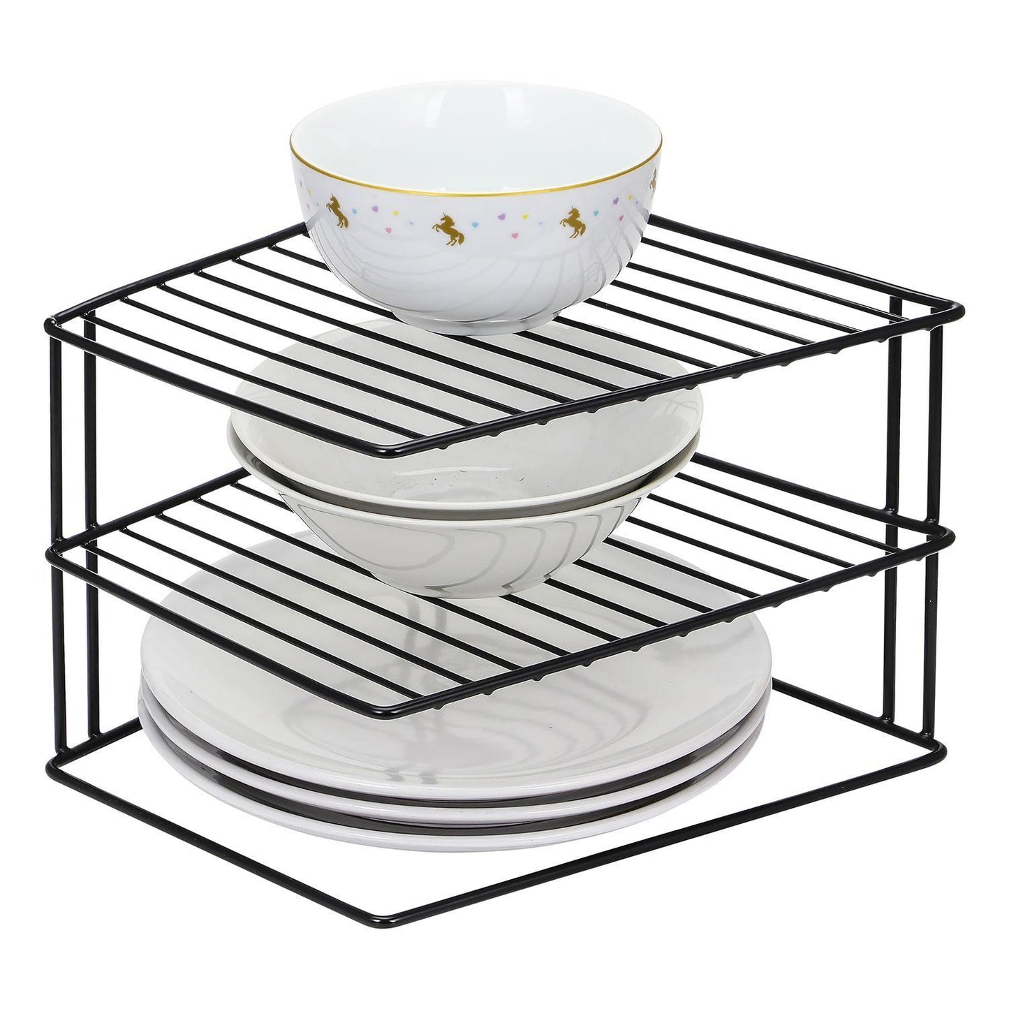 3 Tier Corner Kitchen Plate Rack Tidy Cupboard Shelf Insert Organiser New