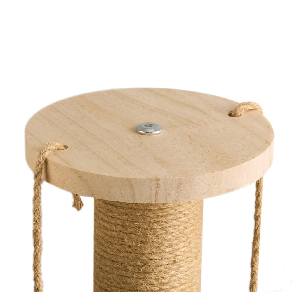 4-in-1 Cat Scratching Post with Sisal Rope, Ball Track & Spring Toy – Interactive Solid Wood Cat Activity Centre, 2 Sizes