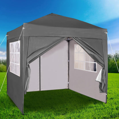Pop-up Gazebo 2m x 2m With Sides Silver Protective Layer Waterproof Marquee Canopy