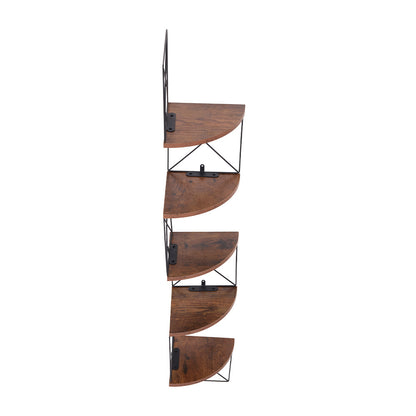 1pc 5-Tier Wooden Corner Shelf - Space-Saving Floating Bookcase & Display Stand | Easy Assembly Storage Rack for Books, Plants & Decor in Living Room, Office & Bathroom