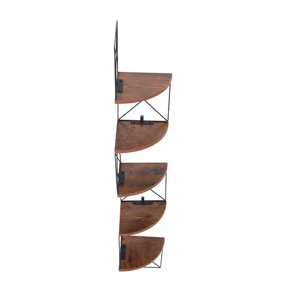 1pc 5-Tier Wooden Corner Shelf - Space-Saving Floating Bookcase & Display Stand | Easy Assembly Storage Rack for Books, Plants & Decor in Living Room, Office & Bathroom