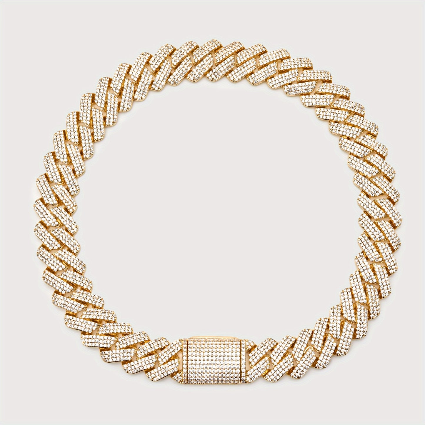 1pc Men'S Iced Out Men'S Chain, 20MM Miami Cuban Links 20Mm Flip Clasp Triple Row Synthetic Synthetic Zircon Rhombus Cuban Chain Chunky Hip Hop Necklace Miami Cuban Chain Men'S Necklace