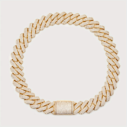 1pc Men'S Iced Out Men'S Chain, 20MM Miami Cuban Links 20Mm Flip Clasp Triple Row Synthetic Synthetic Zircon Rhombus Cuban Chain Chunky Hip Hop Necklace Miami Cuban Chain Men'S Necklace
