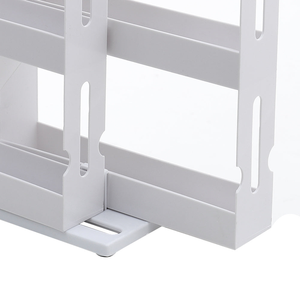 1 piece, double-layer rotating kitchen spice rack, plastic shelf, multi-purpose organizer for kitchen, pull-out cabinet and countertop storage for spice bottles and cans, space saving storage rack, white, size: 28 cm W x 10.2 cm D x 27.5 cm H