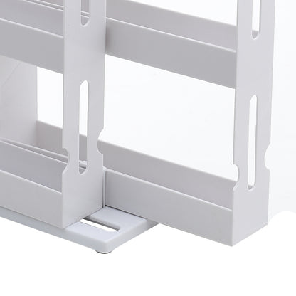 1 piece, double-layer rotating kitchen spice rack, plastic shelf, multi-purpose organizer for kitchen, pull-out cabinet and countertop storage for spice bottles and cans, space saving storage rack, white, size: 28 cm W x 10.2 cm D x 27.5 cm H