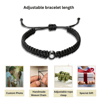 [Custom Photo Bracelet] Personalized Custom Photo Projection Bracelet | Hand-Woven Rope Unisex Bohemian Fashion Jewelry - Memorial Couple Bestie Gift for Birthday Anniversary Valentine's Day Christmas Father's Day