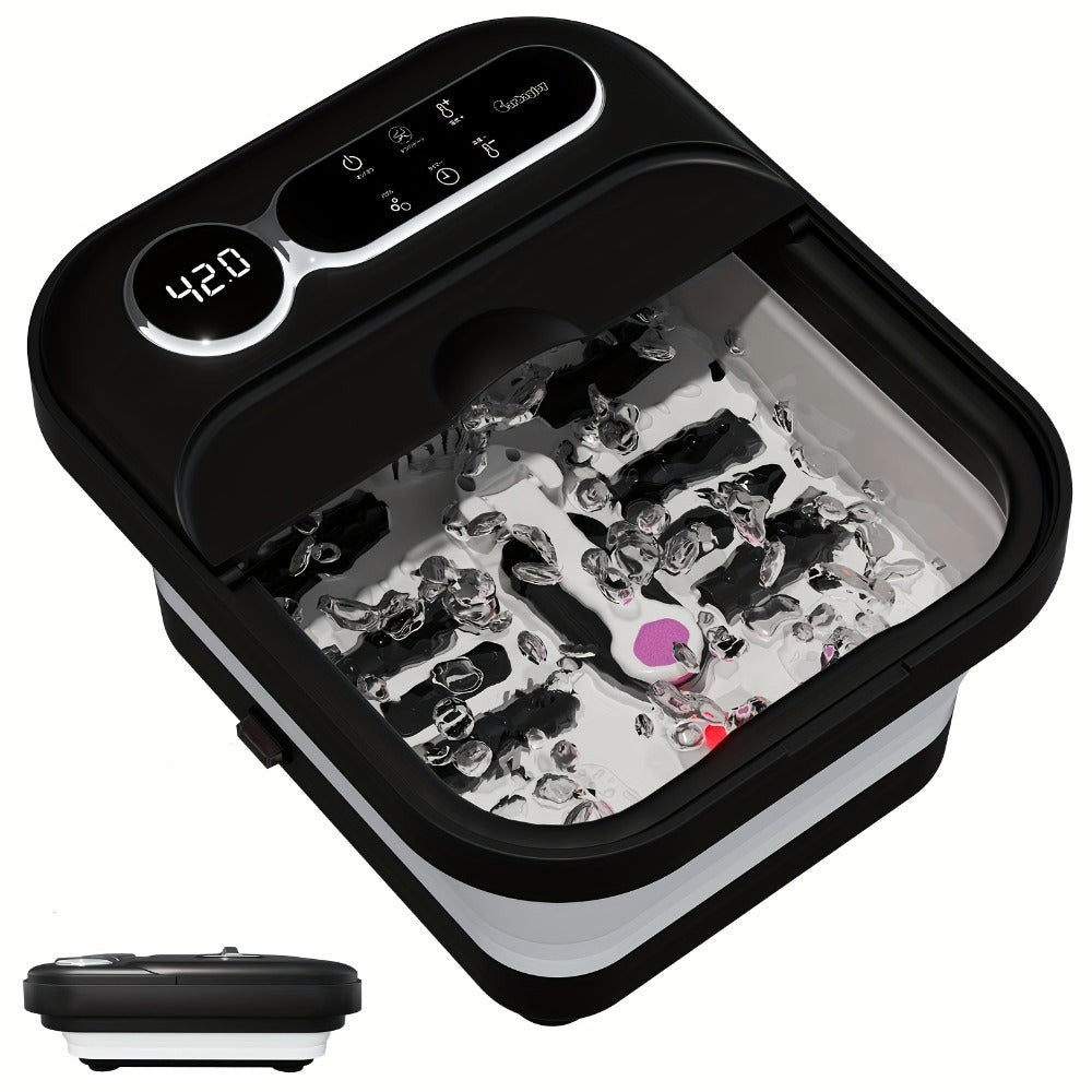 Foldable Foot Spa Massager with Heat Bubbles & Temperature Control – Touch Screen 6 Rollers Pumice Stone – Relaxing Foot Soak Gift