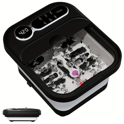 Foldable Foot Spa Massager with Heat Bubbles & Temperature Control – Touch Screen 6 Rollers Pumice Stone – Relaxing Foot Soak Gift
