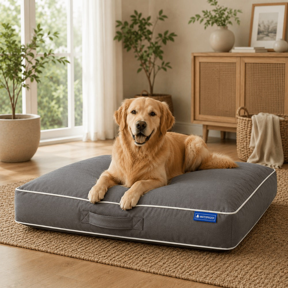 Waterproof Washable Dog Bed Cushion – Soft Non-Slip Pet Mattress for Small, Medium & Large Dogs, Indoor Use, Machine Washable Cover by 4B PetRest